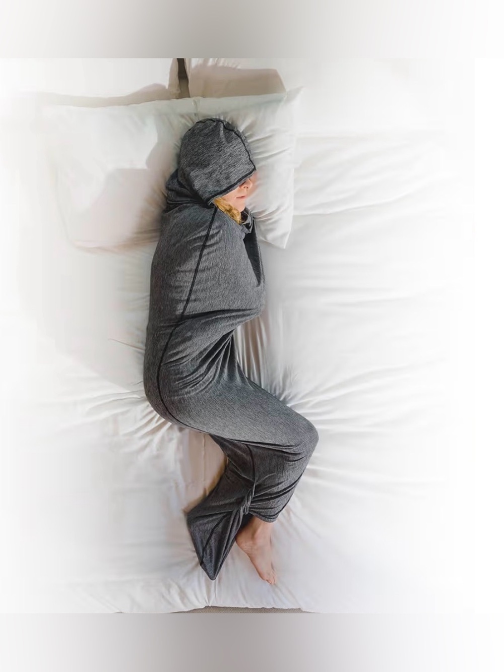 Hug Sleep Hooded Sleep Pod Wearable Blanket Adult Heather Gray , Small
